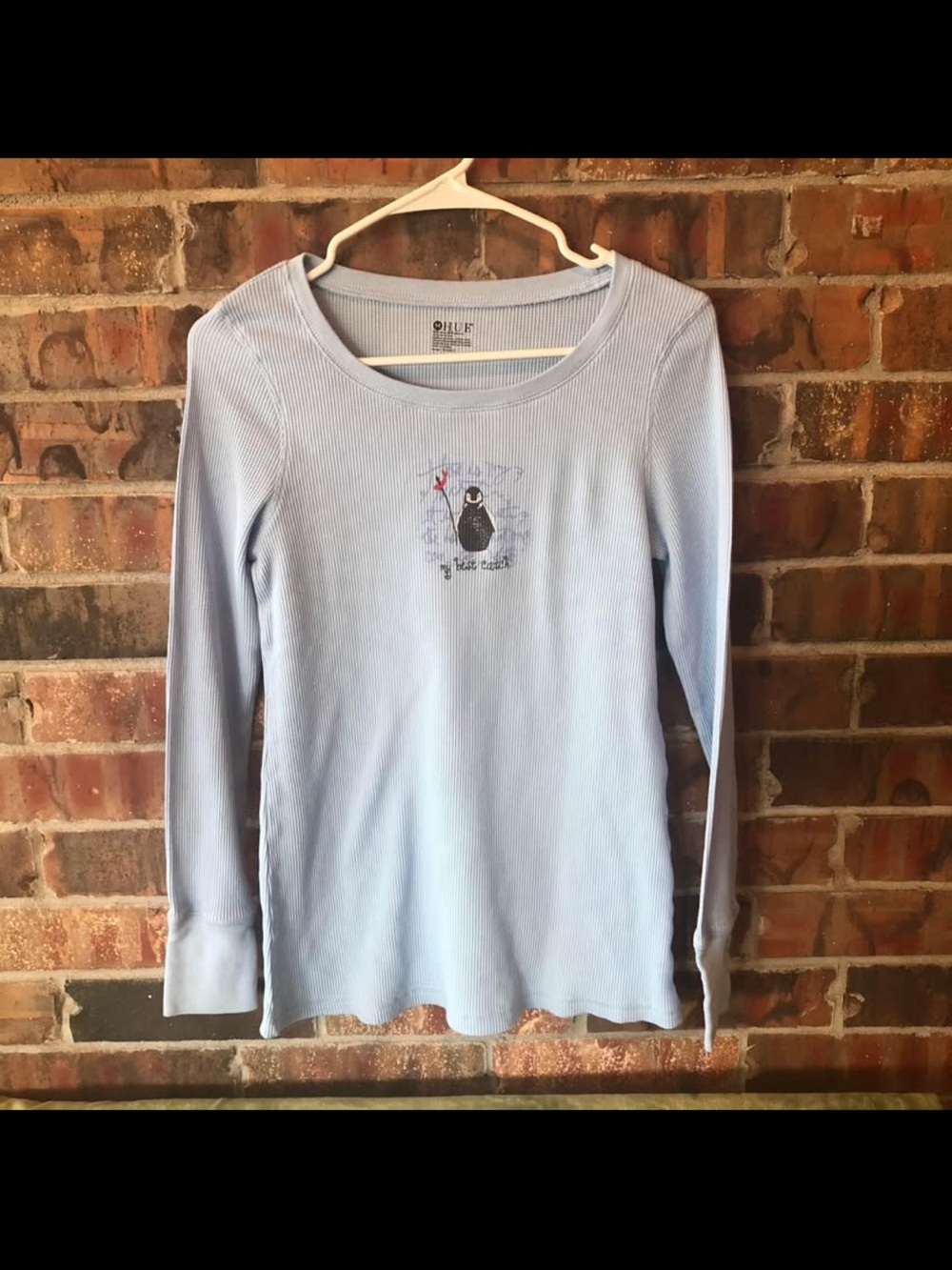Hue Light Blue Penguin Long Sleeve Shirt Women’s Size:M